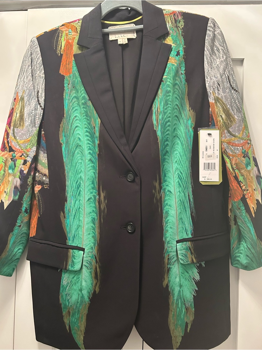 NWT Nicole Miller Artelier Crepe Printed Blazer - Vintage
